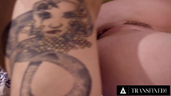 Preview 4 of Incest Old Man - TRANSFIXED - Tattoo Babe Deepthroats Newly Lesbian Trans BFF And Let&#039_s Her CUM On Her Pussy!