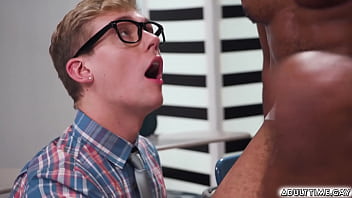 Preview 2 of Message Room - Team of football players gangbang nerd with glasses in all of his holes