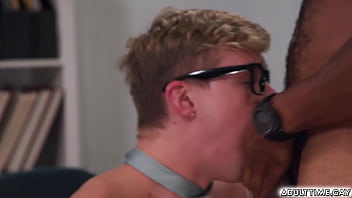 Preview 3 of Message Room - Team of football players gangbang nerd with glasses in all of his holes
