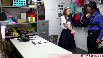 Preview 1 of Bazaar Com Xxx Video - Extra skinny and extra cute teen shoplifter gets her miniature pussy destroyed by an angry mall cop