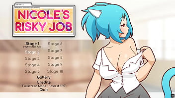 Preview 1 of Dog And Man Sex Vedeo - Nicole Risky Job [Hentai game PornPlay ] Ep.2 fondling tits to attract more customers