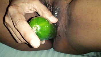 Preview 1 of Natasha Crown Bbc - MyLovelyHotWife Playing Her Hairy Pussy With A Huge Cucumber