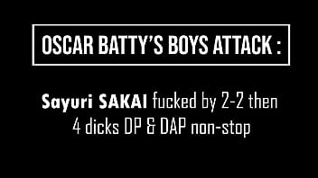 Preview 1 of Pboy Keto Gmail - SAYURI SAKAI hard fucked by 2 - 2 then 4 big cocks non-stop (DAP,  DP,  gapes,  ATM,  BBC,  4on1,  DBJ-DAP) OB075