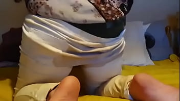 Preview 3 of Tuff Puppy Porn Pics - Bed wetting in pee stained white jeans