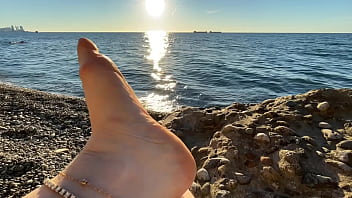 Preview 2 of 10girls 1 Boy - Mistress Lara plays with her feet and toes on the beach