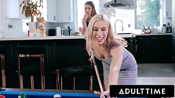 Preview 2 of Latin Fuck - ADULT TIME - Roommates Paige Owens and Kay Lovely Play Strip Pool With Stud And Use Him As FUCK TOY!