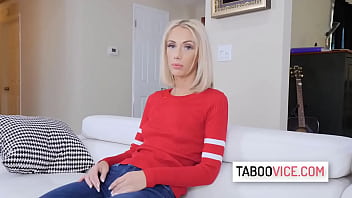 Preview 1 of 18yo 3gp - Skinny blonde stepdaughter Sky Pierce gives a sloppy blowjob to her stepdad