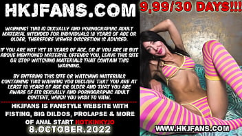Preview 1 of Father Seduce Daughter Sex - Hotkinkyjo in sexy stripped outfit fuck her ass with huge dildo from mrhankey,  fisting &amp_ anal prolapse