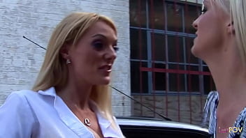Preview 1 of Animals Six Girl - Crazy blonde big titty lesbians climb the car so that they fuck each other and masturbate together
