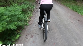 Preview 1 of Bokep Smu Jilbab - Cycling trip turn into outdoor fucking on the bicycle