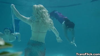 Preview 1 of Agnessa Tress - Hot as fuck as sexy trans Kasey Kei fucked Jewelz Blu,  swim through the water in search of adventure eagerly grab enchanted pearls,  they find that they&#039_re each standing on two feet