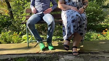 Preview 3 of Scooll Grils - Gorgeous mother-in-law pissing with legs spread outdoors