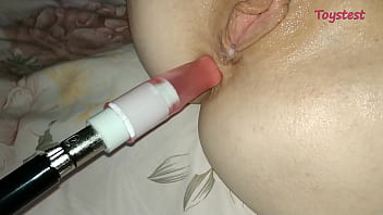 Preview 4 of Anja Leon - Amazing Double Penetration SOLO with Big Dildo and Fuck Machine (DEEP ANAL AT THE END)