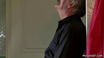 Preview 3 of Sunny Leone In The Library - Moustached old man getting busted fucking son&#039_s gf