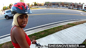 Preview 1 of Nude Cok Aciyoo - I Need Attention! So I Enticed My Buddy... Pushing My Booty Out At Him With Tight Thong Wedgie,  Sheisnovember Undies Are Pulled Down To Her Curvy Black Thighs,  While Her Pink Vagina Is Spread Open,  After Biking With Her Friend on Msnovember