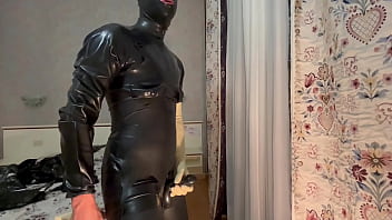 Preview 3 of Xnxxxco M Hd - Wearing long white latex gloves and masturbate