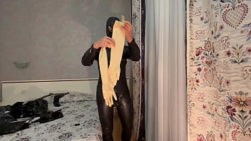 Preview 1 of Xnxxxco M Hd - Wearing long white latex gloves and masturbate