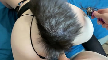 Preview 4 of Ross Cute - A young slut with an butt plug was fucked hard and spanked with a whip. POV. Rough sex