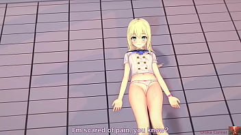 Preview 1 of Claudia Coll - Fucking at the pool with petite blonde (18 ) cute girl in koikatsu hentai game
