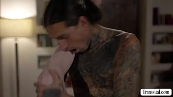 Preview 4 of Mommys Po - Tattooed guy analed TS big ass stepsister