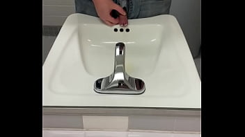 Preview 3 of Xnxx Boys Arab - Me at work with a cock plug pissing in the sink