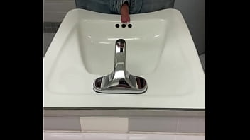 Preview 1 of Xnxx Boys Arab - Me at work with a cock plug pissing in the sink