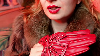 Preview 1 of Clean Dress Mom - red gloves fetish.. and fur! model Arya (Arya Grander)