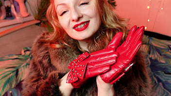 Preview 4 of Clean Dress Mom - red gloves fetish.. and fur! model Arya (Arya Grander)