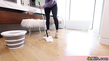 Preview 1 of Small Tit Cry Fuck - Can you suck my dick while you are cleaning he asked And his wife showed him