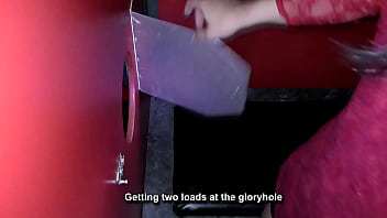 Preview 1 of Asion Ass Fuck - Sucking off 2 cocks at the gloryhole