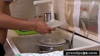Preview 1 of Dog With Humab - Very Sexy Teen Nurses Her Step-Grandfather&#039_s Erection