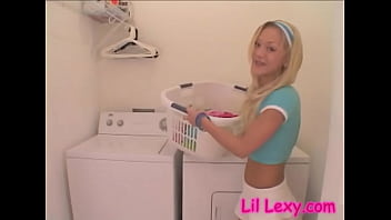 Preview 1 of Cot Dark Xxx Video - Lil Lexy masturbates while doing laundry