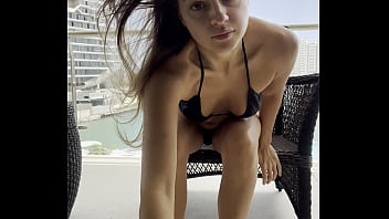 Preview 1 of Artina Teen - Playing pussy on the balcony