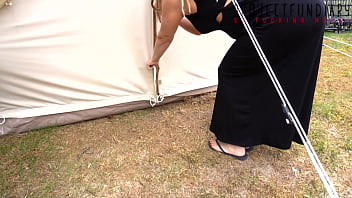Preview 1 of Dog Xviodes - exotic curvy dread head girl fucked without protection in a tipi tent - public festival sex,  projectfundiary