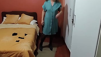 Preview 2 of Spy Vi - Watch how my wife dresses in erotic lingerie to go to work every day