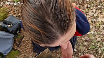 Preview 3 of Beautiful Mom Big - Shy Russian girl gave me slobbery blowjob on a first date in the wood!
