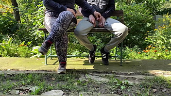 Preview 2 of Sannl Leon - Athletic MILF in leggings helped pee outside