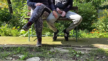Preview 1 of Sannl Leon - Athletic MILF in leggings helped pee outside