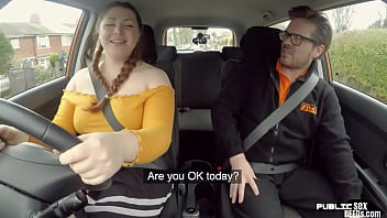 Preview 2 of Tkw Tkw - BBW amateur slut fucked outdoor in car by driving instructor