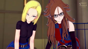 Preview 1 of Indeed Dasi - Android 18 and Android 21 want to be lubricated at the same time - Dragon Ball
