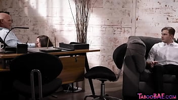 Preview 2 of Old Yuong Sex - Secretary slut rides stepson of her boss after finishes boss