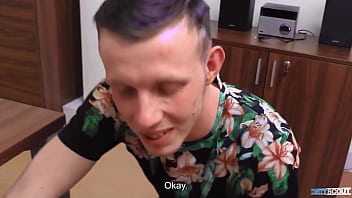 Preview 3 of Wwwhotxxxsexc Myom - Handsome Man Lays On The Desk Spreads His Legs Ready To Get Fucked For A Few Extra Cash - BigStr