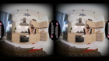 Preview 2 of Mom Sex Arabia - Solo teen brunette,  Bloom Lambie is masturbating,  in VR