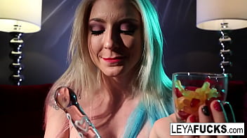 Preview 1 of 10yers Old Boy Sex Women Video - Leya Falcon shoots Gummy Bears out of her ass then swallows them