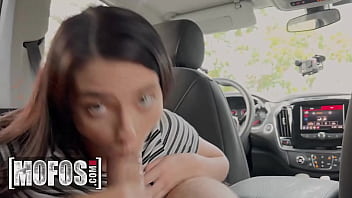 Preview 4 of Fat Muscle Hunk - MOFOS - JMac Gets A Ride From Hot Uber Driver Gianna Ivy And Teases Her When He Finds Dildos In Her Car