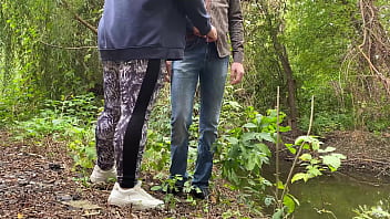 Preview 1 of Kirsty Imre - MILF in leggings helps a stranger pee by the lake