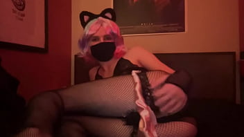 Preview 3 of Nudist Night - Femboy In Wig Shows Ass