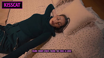 Preview 1 of Laura Lion Creampie - Step son can&#039_t rest at couch,  so watch on step mom masturbation and fuck her later in share bed