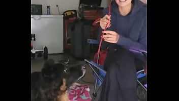 Preview 1 of Etv Kristina Lesbo - Being stuck in the house okay garage and having a few cocktails Ruger and I are trying to recreate Lady and the Tramp movie