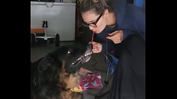 Preview 4 of Etv Kristina Lesbo - Being stuck in the house okay garage and having a few cocktails Ruger and I are trying to recreate Lady and the Tramp movie